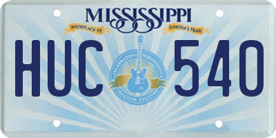 MS license plate HUC540