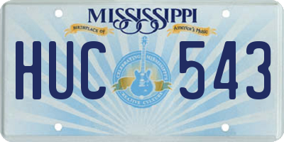 MS license plate HUC543