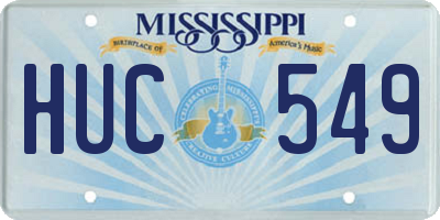 MS license plate HUC549