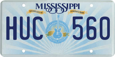 MS license plate HUC560