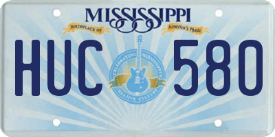 MS license plate HUC580