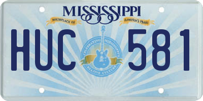 MS license plate HUC581