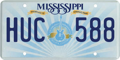 MS license plate HUC588