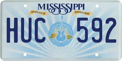 MS license plate HUC592