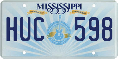 MS license plate HUC598