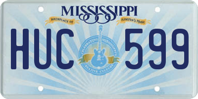 MS license plate HUC599