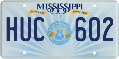 MS license plate HUC602