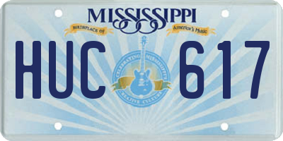 MS license plate HUC617