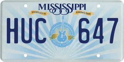 MS license plate HUC647