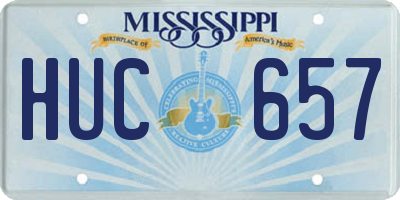 MS license plate HUC657