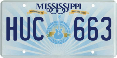 MS license plate HUC663
