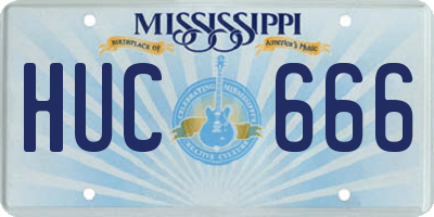 MS license plate HUC666