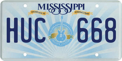 MS license plate HUC668