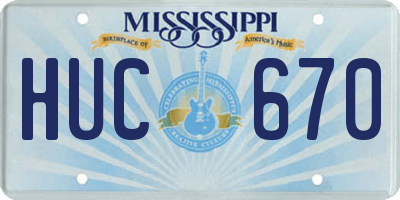 MS license plate HUC670