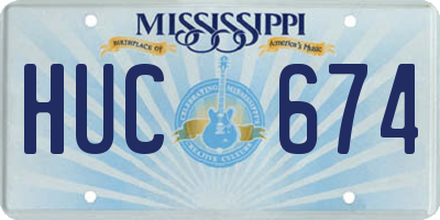 MS license plate HUC674