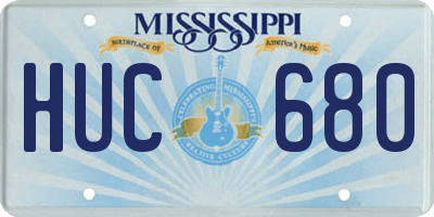 MS license plate HUC680