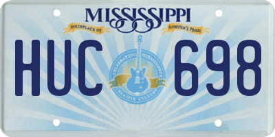 MS license plate HUC698