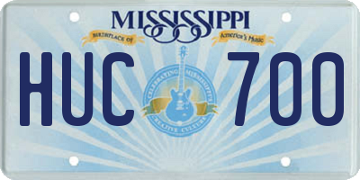 MS license plate HUC700