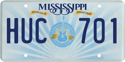 MS license plate HUC701