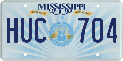 MS license plate HUC704