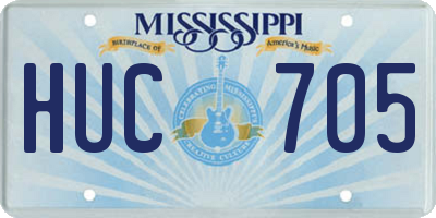 MS license plate HUC705
