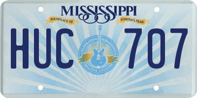 MS license plate HUC707