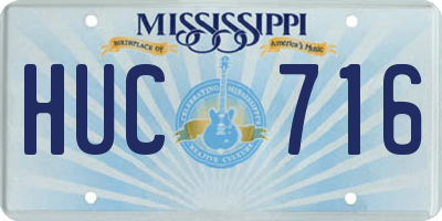 MS license plate HUC716