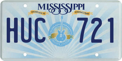MS license plate HUC721