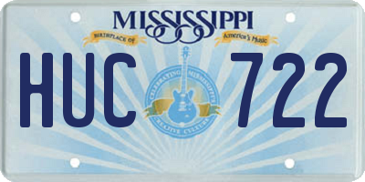 MS license plate HUC722