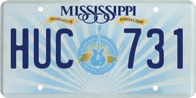 MS license plate HUC731