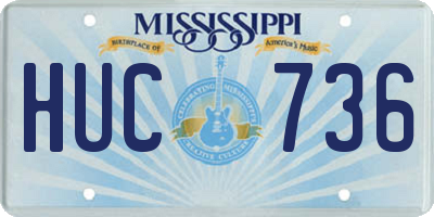 MS license plate HUC736