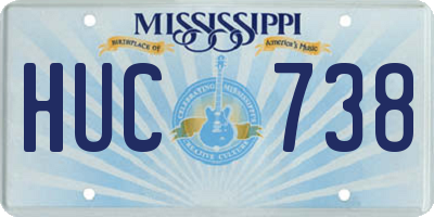MS license plate HUC738