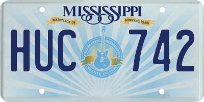MS license plate HUC742