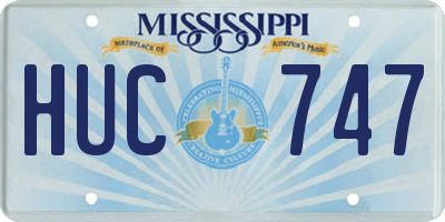 MS license plate HUC747