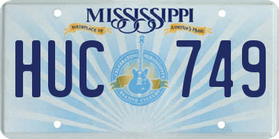 MS license plate HUC749