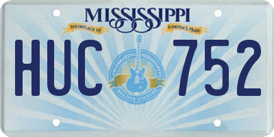 MS license plate HUC752