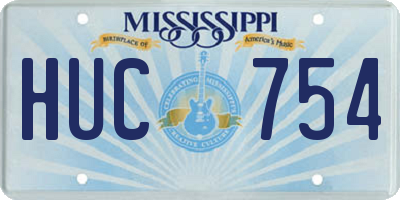 MS license plate HUC754