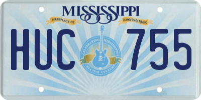 MS license plate HUC755