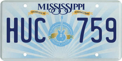 MS license plate HUC759
