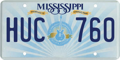 MS license plate HUC760