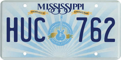 MS license plate HUC762