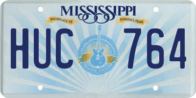 MS license plate HUC764