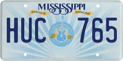 MS license plate HUC765