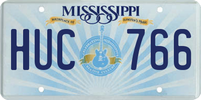 MS license plate HUC766