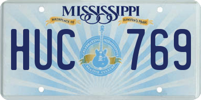 MS license plate HUC769