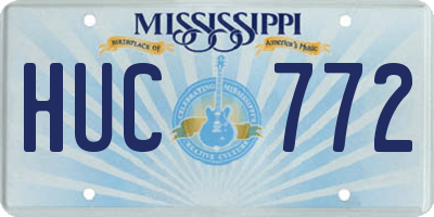 MS license plate HUC772