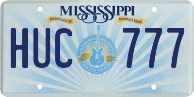 MS license plate HUC777