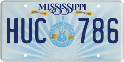 MS license plate HUC786