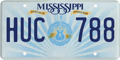 MS license plate HUC788