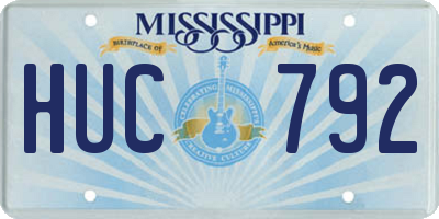 MS license plate HUC792